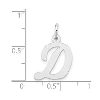 14K White Gold Medium Script Initial D Charm