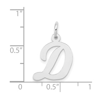 14K White Gold Medium Script Initial D Charm