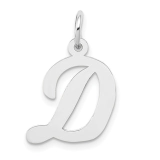 14K White Gold Medium Script Initial D Charm