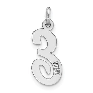 14K White Gold Medium Script Initial E Charm