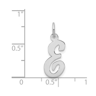 14K White Gold Medium Script Initial E Charm