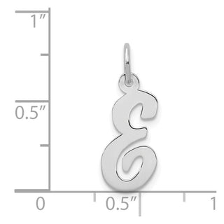 14K White Gold Medium Script Initial E Charm