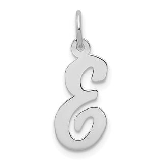 14K White Gold Medium Script Initial E Charm