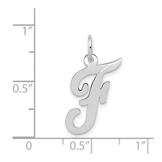 14K White Gold Medium Script Initial F Charm