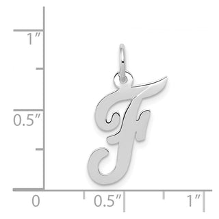 14K White Gold Medium Script Initial F Charm