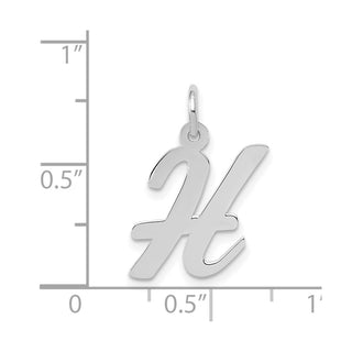14K White Gold Medium Script Initial H Charm