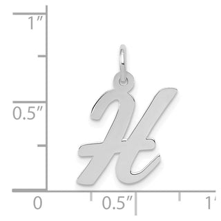 14K White Gold Medium Script Initial H Charm