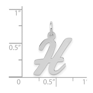 14K White Gold Medium Script Initial H Charm