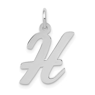 14K White Gold Medium Script Initial H Charm