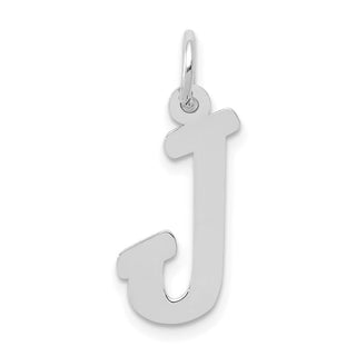 14K White Gold Medium Script Initial J Charm