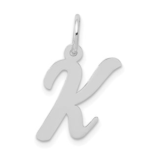 14K White Gold Medium Script Initial K Charm