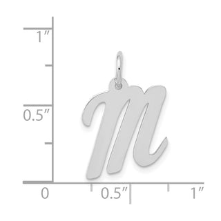 14K White Gold Medium Script Initial M Charm