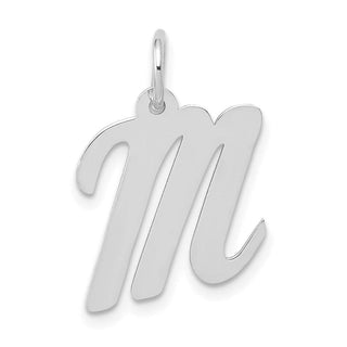 14K White Gold Medium Script Initial M Charm