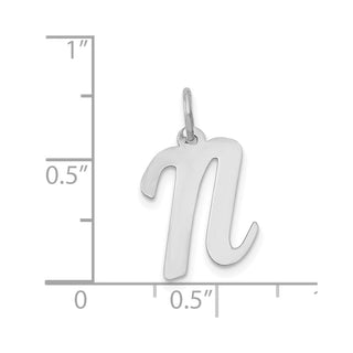 14K White Gold Medium Script Initial N Charm
