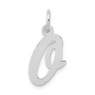 14K White Gold Medium Script Initial O Charm