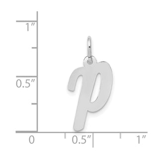 14K White Gold Medium Script Initial P Charm