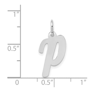 14K White Gold Medium Script Initial P Charm