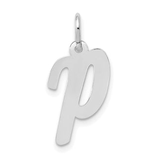 14K White Gold Medium Script Initial P Charm
