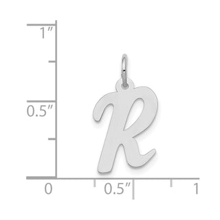 14K White Gold Medium Script Initial R Charm
