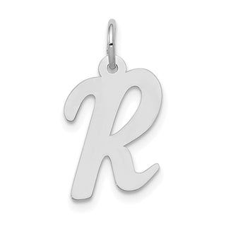 14K White Gold Medium Script Initial R Charm