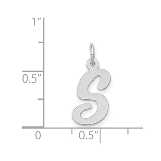 14K White Gold Medium Script Initial S Charm