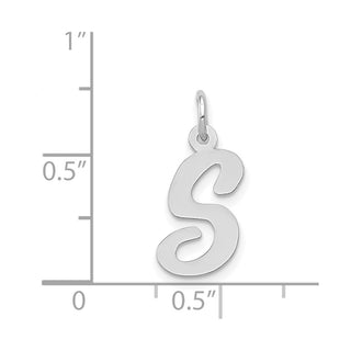 14K White Gold Medium Script Initial S Charm