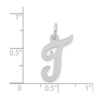 14K White Gold Medium Script Initial T Charm