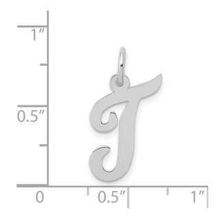 14K White Gold Medium Script Initial T Charm