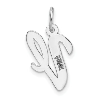 14K White Gold Medium Script Initial V Charm