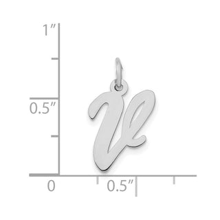 14K White Gold Medium Script Initial V Charm