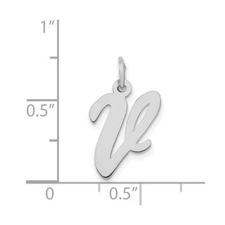 14K White Gold Medium Script Initial V Charm