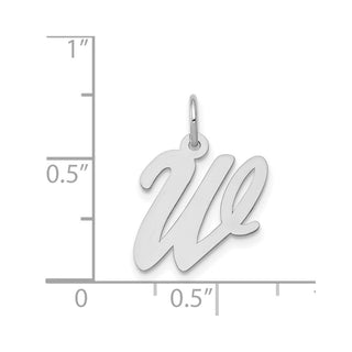 14K White Gold Medium Script Initial W Charm