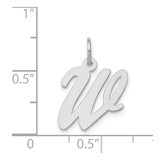 14K White Gold Medium Script Initial W Charm