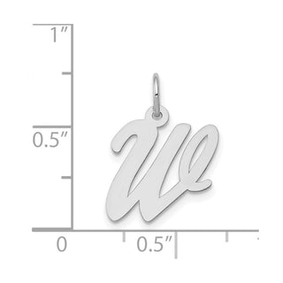 14K White Gold Medium Script Initial W Charm