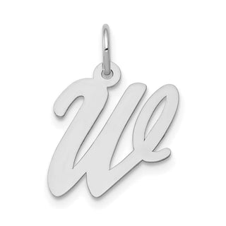 14K White Gold Medium Script Initial W Charm