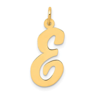 14k Yellow Gold Large Script Initial E Charm