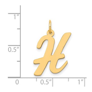 14k Yellow Gold Large Script Initial H Charm