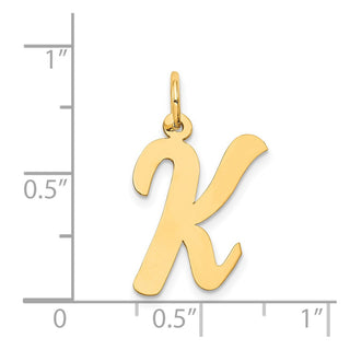 14k Yellow Gold Large Script Initial K Charm