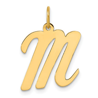 14k Yellow Gold Large Script Initial M Charm