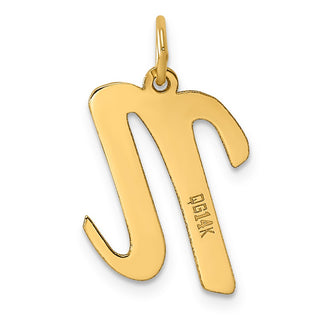14k Yellow Gold Large Script Initial N Charm