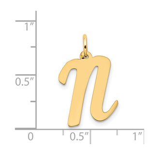 14k Yellow Gold Large Script Initial N Charm