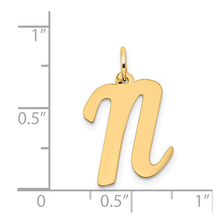 14k Yellow Gold Large Script Initial N Charm