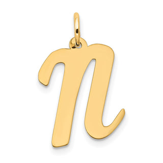 14k Yellow Gold Large Script Initial N Charm
