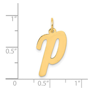 14k Yellow Gold Large Script Initial P Charm