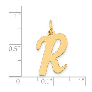 14k Yellow Gold Large Script Initial R Charm