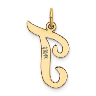 14k Yellow Gold Large Script Initial T Charm