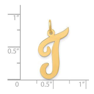 14k Yellow Gold Large Script Initial T Charm