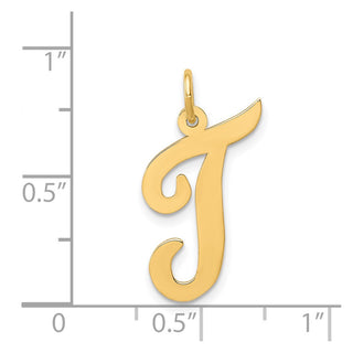 14k Yellow Gold Large Script Initial T Charm