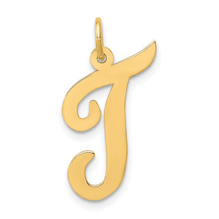 14k Yellow Gold Large Script Initial T Charm