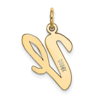 14k Yellow Gold Large Script Initial V Charm
